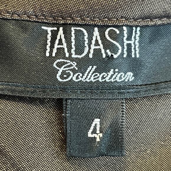 Tadashi Brown Taffeta Ruched Rhinestone Buttons Long Sleeve Formal Blouse 4 - Picture 8 of 11